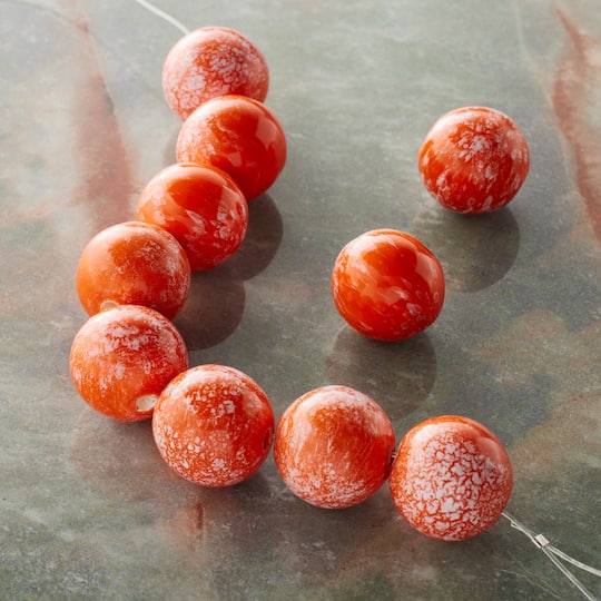 Orange Painted Ceramic Round Beads, 16mm by Bead Landing™